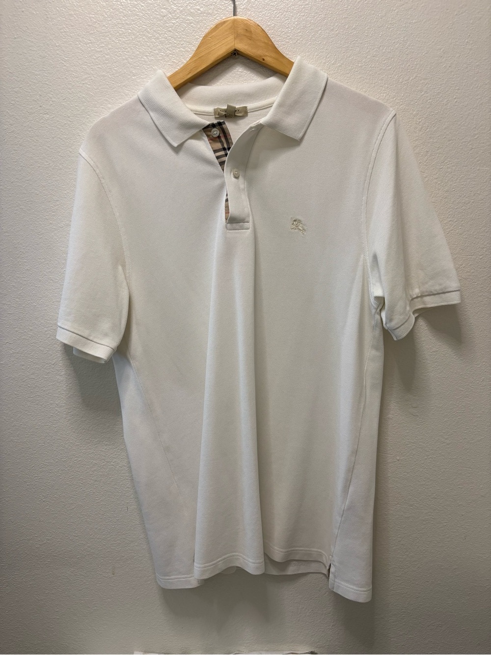 Burberry White Polo with Signature Check Placket